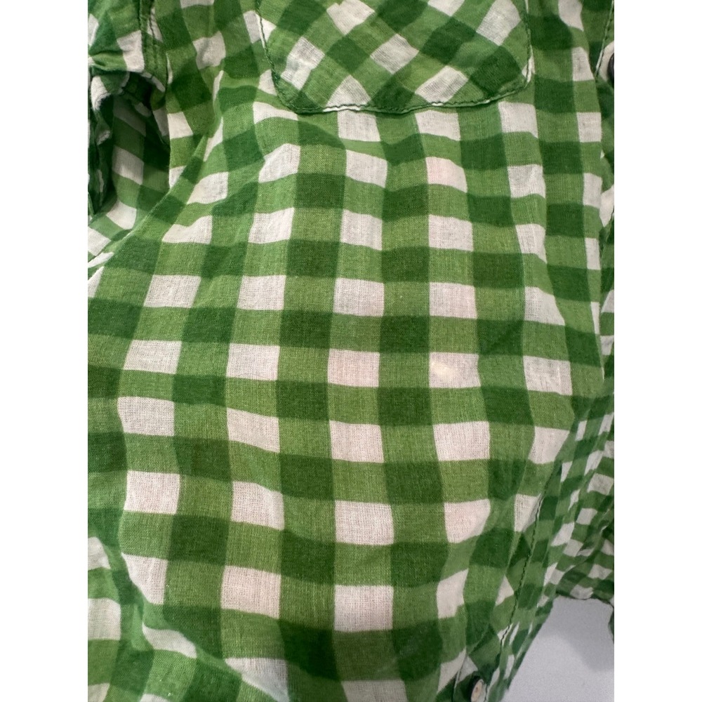 Sanctuary Clothing Green Gingham Button Up Shirt Womens Medium Cotton Epaulettes - Picture 5 of 8